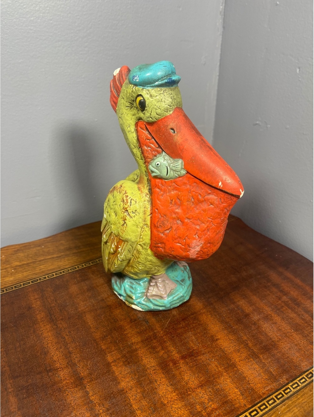 Vintage Ceramic Pelican Coin Bank Figurine